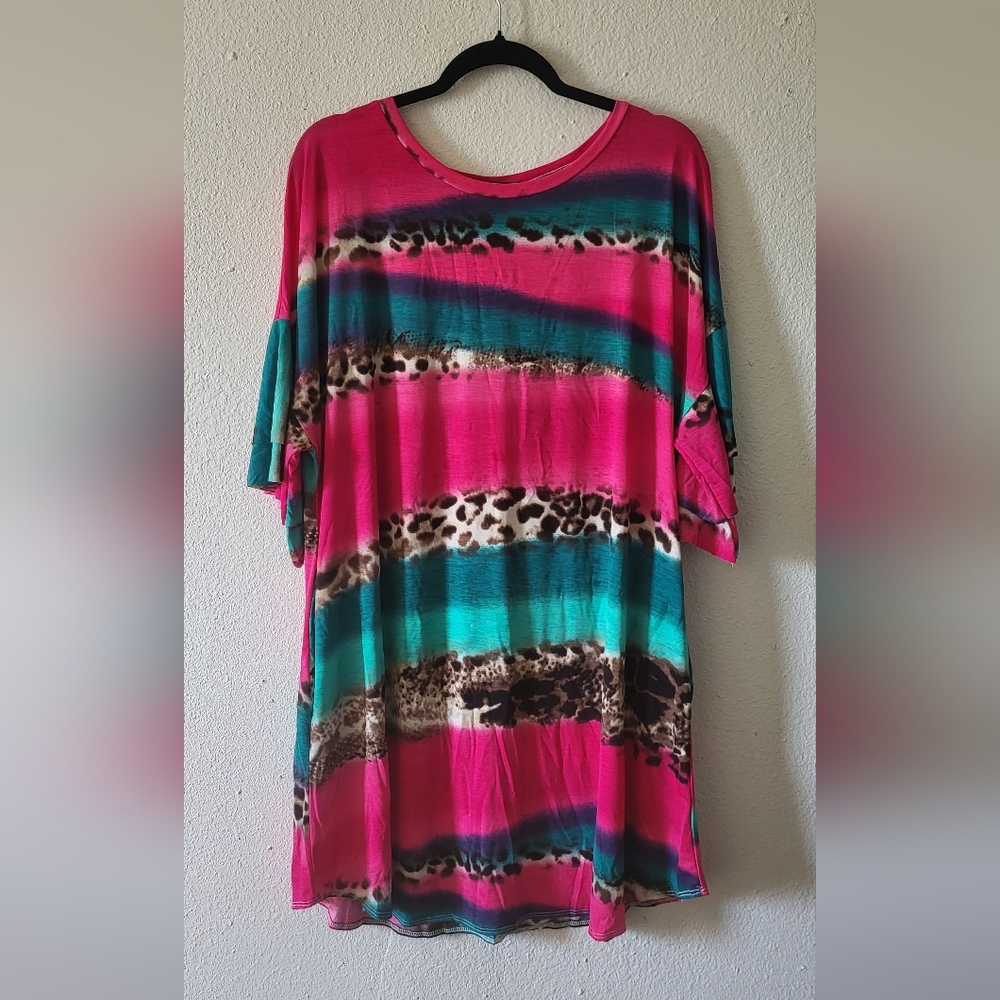 Pink, Teal and Leppard Dress